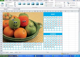 001 - Microsoft Excel 2010, Tablo kenarlık,takvim uygulaması