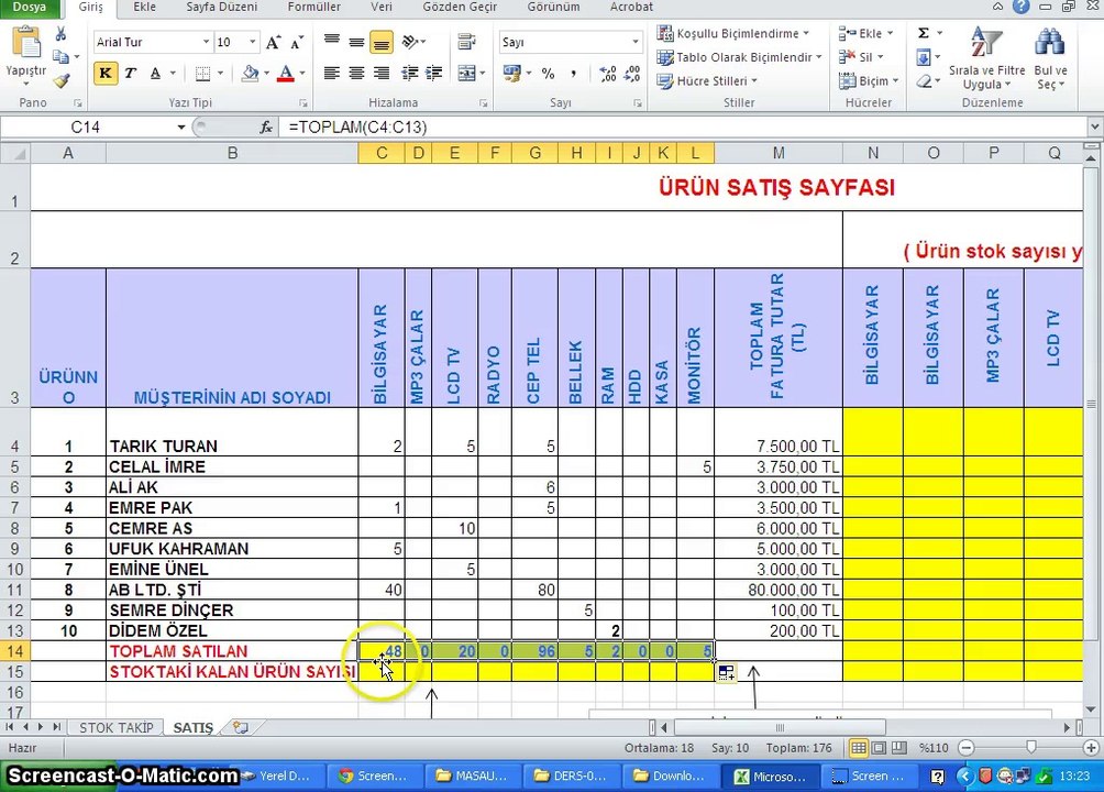 015-1 - Microsoft Excel 2010 - Stok Takip Veri Aktarımı