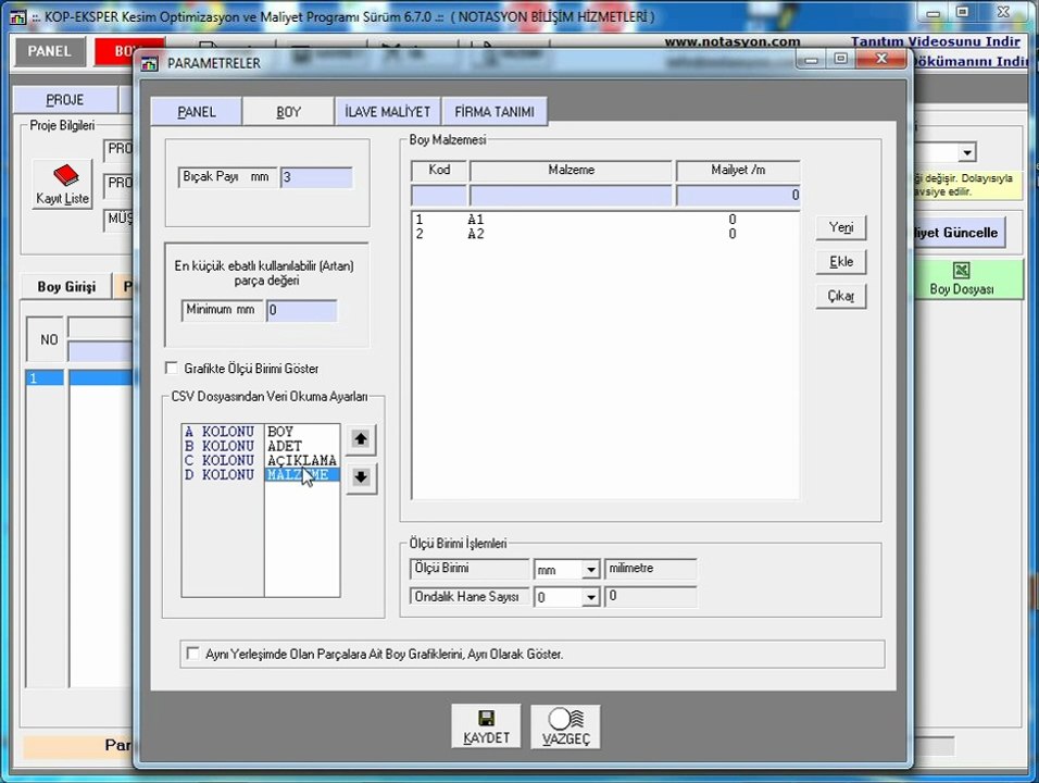 KopEksperPro 1D Optimizasyon Programı
