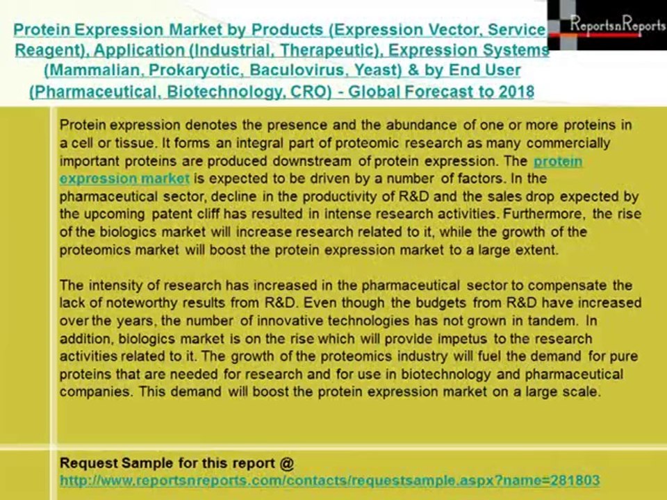 Protein Expression Market Technology Overview 2018
