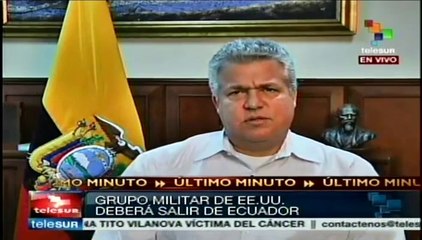 Ecuador pide a grupo militar de embajada de EE.UU. abandonar el país