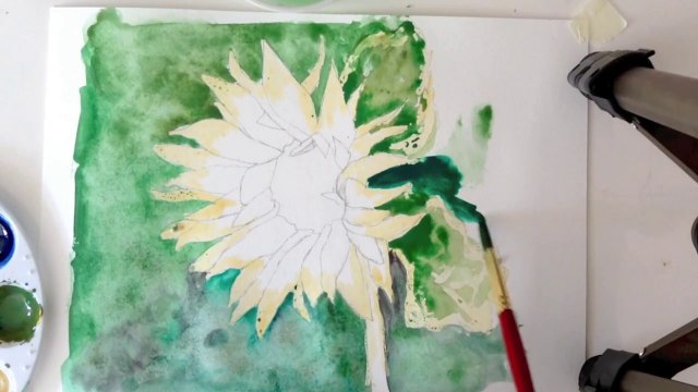 How to paint a Sunflower Background with Watercolors
