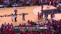 Le début de bagarre entre Nene Hilario et Jimmy Butler