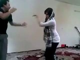 arabic couple dancing in their room