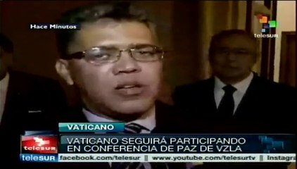 Congratula al papa Francisco resultado alentador del "Diálogo Maduro"