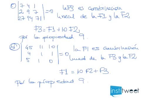 Propiedades de los determinantes con algunos ejemplos