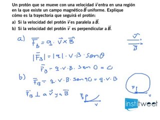 Un protón entra en un campo magnético, explique su trayectoria