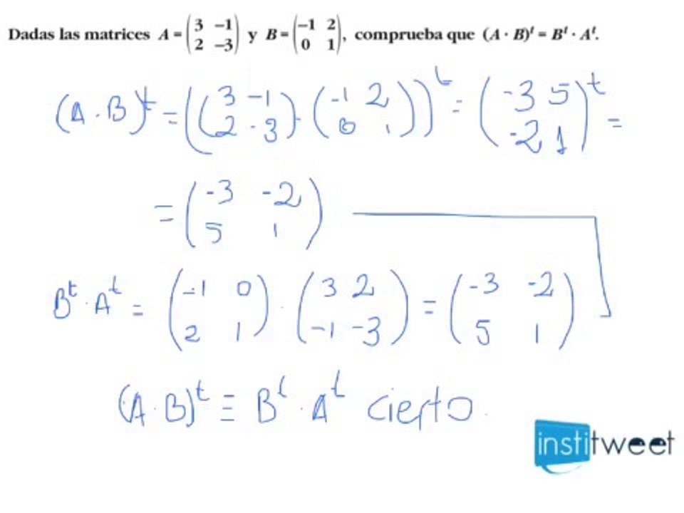 Operar usando la matriz traspuesta