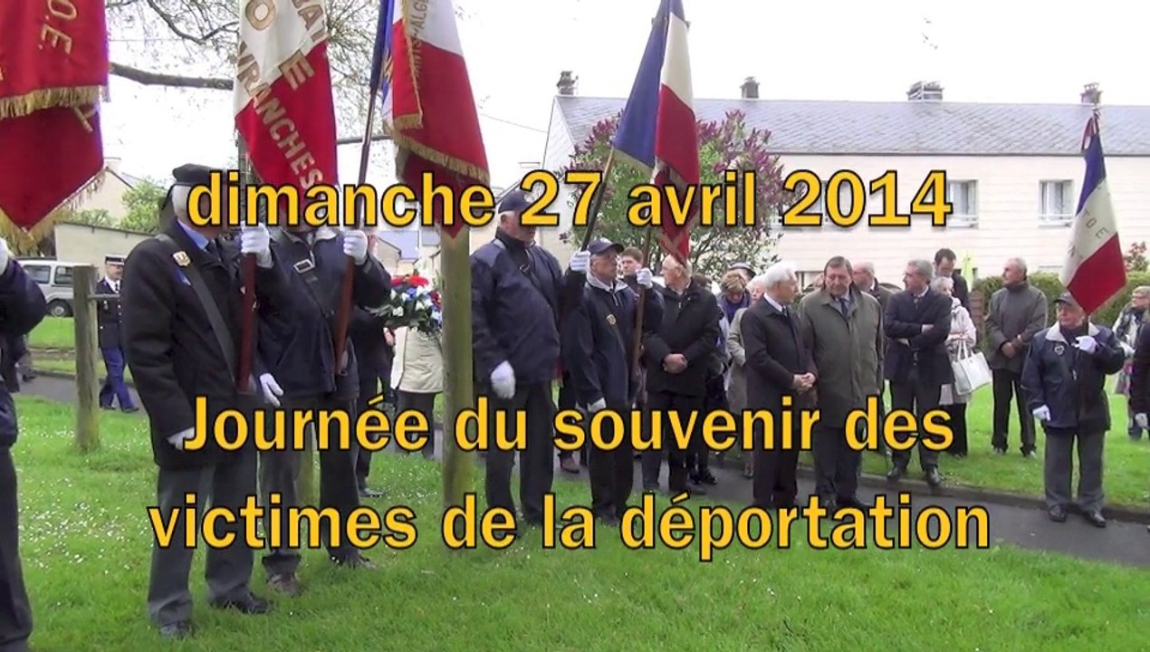 27 avril 2014 journée de la déportation à Avranches : recueillement devant la stèle aux familles juives arrêtées et déportées en 1942
