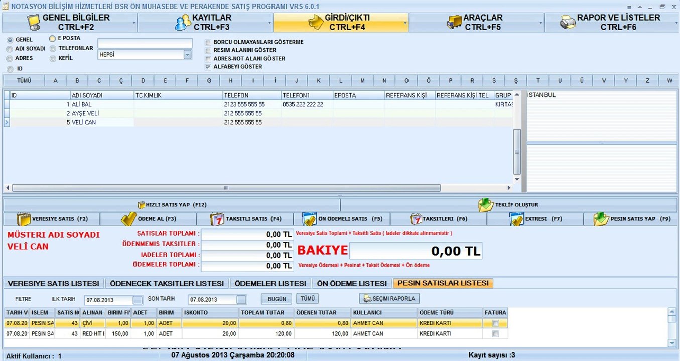 BSR Ön Muhasebe Programı -  Toptancı İşlemleri -
