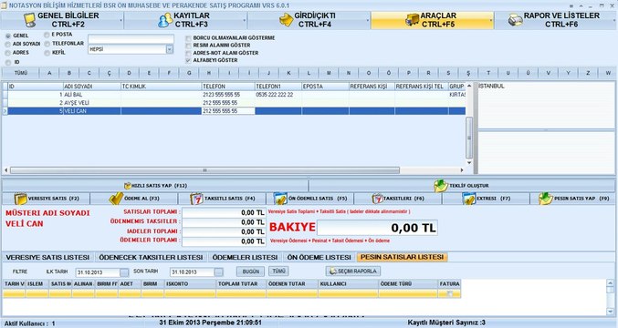 BSR Ön Muhasebe Programı - Uyarılar -