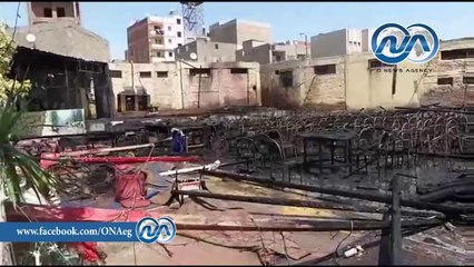 شاهد .. نشوب حريق هائل بقاعة أفراح بنادي سمنود الرياضي