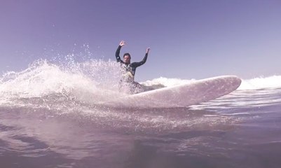 Mr Rodgers surfing in California