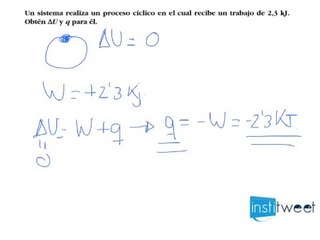 Calcular energía interna y calor