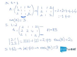 Calcular rango según parámetro matemáticas bachillerato