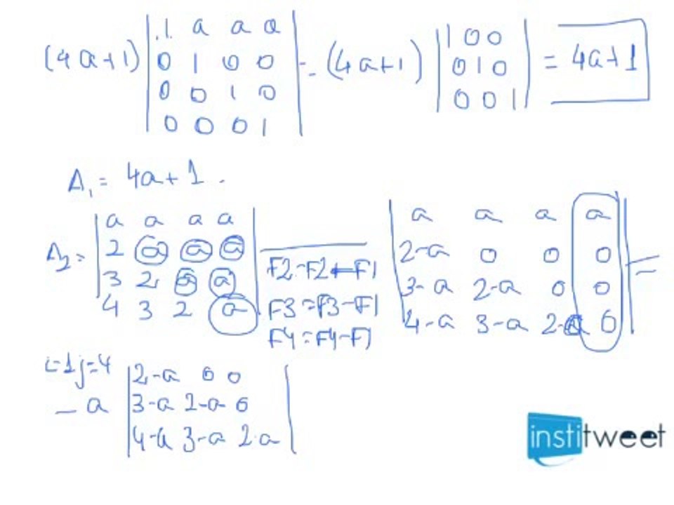Determinantes en función de un parametro. Matematicas 2º bachillerato