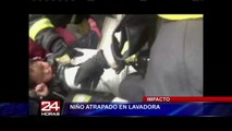 VIDEO: dramático rescate de un niño que quedó atrapado en una lavadora