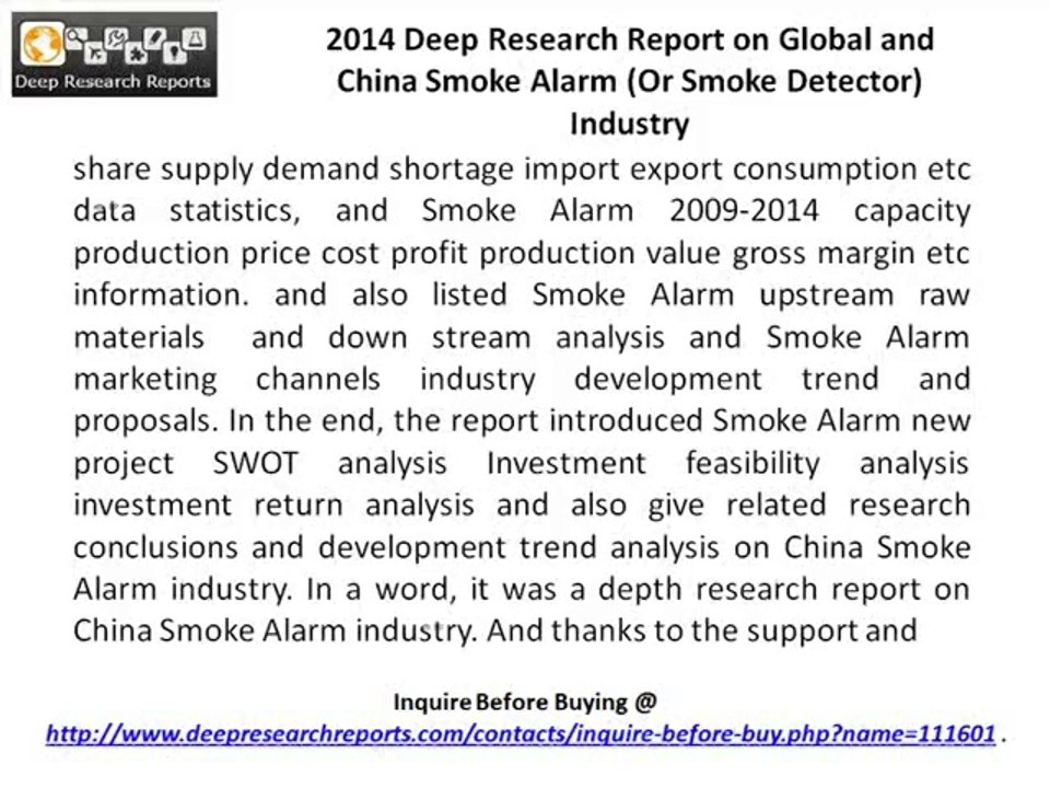 Smoke Detector Market 2014– Competition, Opportunities & Investments