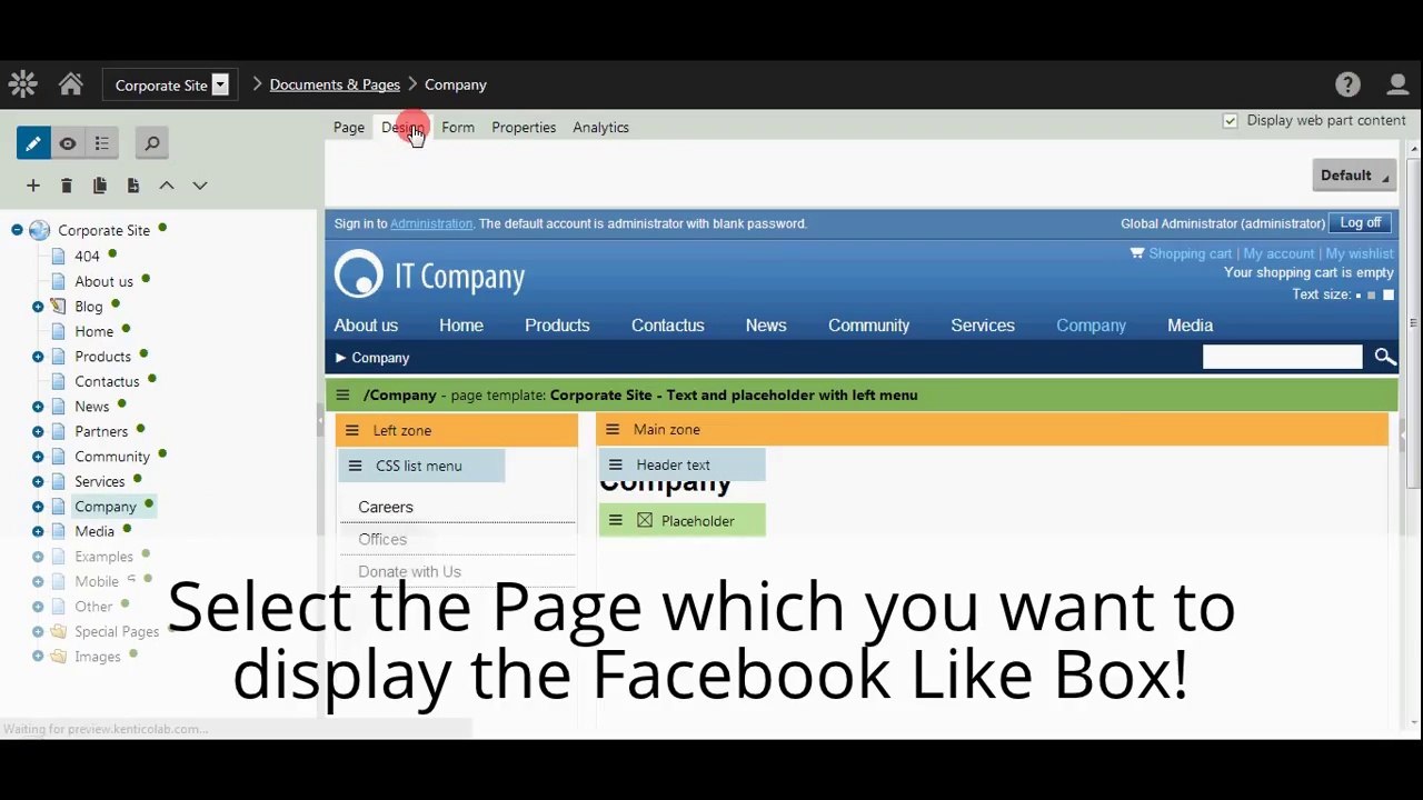 Adding Facebook Like Box in Kentico 8