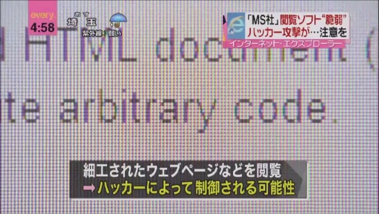 Internet Explorerに注意喚起