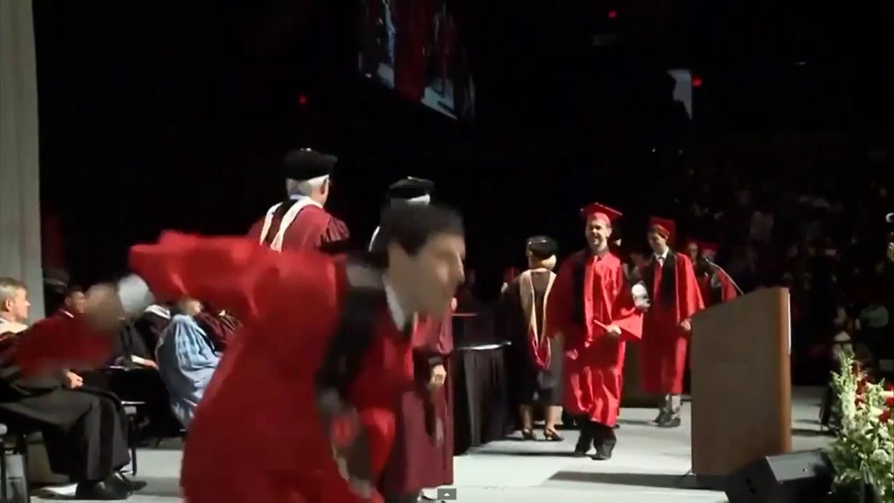 Student Back flip fail, trying to celebrate his Graduation