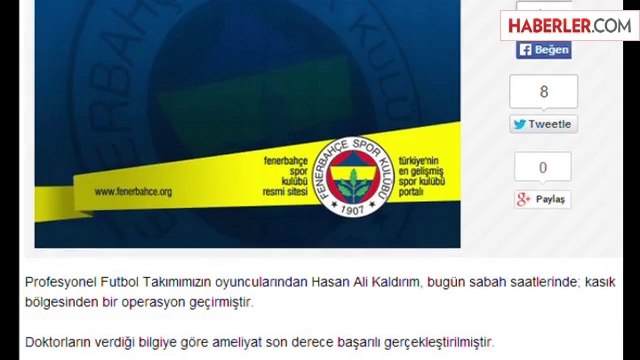 Fenerbahçeli Hasan Ali Kaldırım Ameliyat Edildi