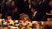 Imran Khan shares his thoghts with Wasim Akram at SKMH Peshawar gala dinner at Grand Hyatt Dubai.