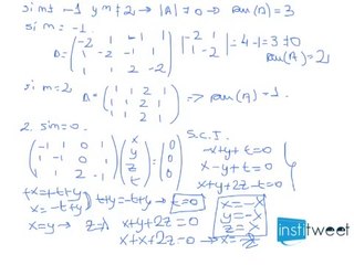 Matriz 4x3 con parámetro estudiar rango. Examen selectividad matemáticas