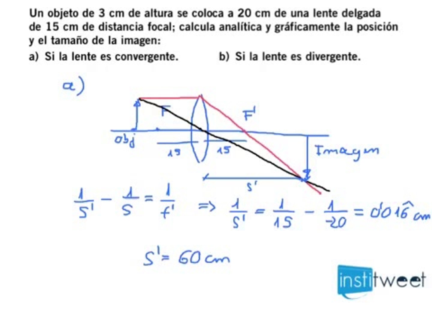 calcula analítica y gráficamente la posición y el tamaño de la imagen -  Vídeo Dailymotion