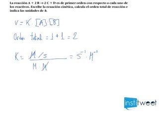 Calculo de ecuación cinética y orden de reacción total