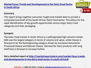 Dairy Food Sector in South Africa - Trends & Developments