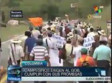 Baten en Colombia marcha que exigía a Santos que cumpla sus promesas