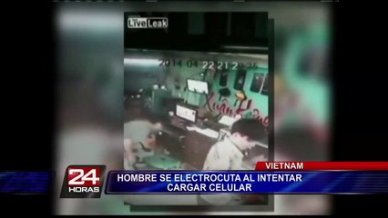 Hombre recibe fuerte descarga eléctrica cuando iba a cargar su celular