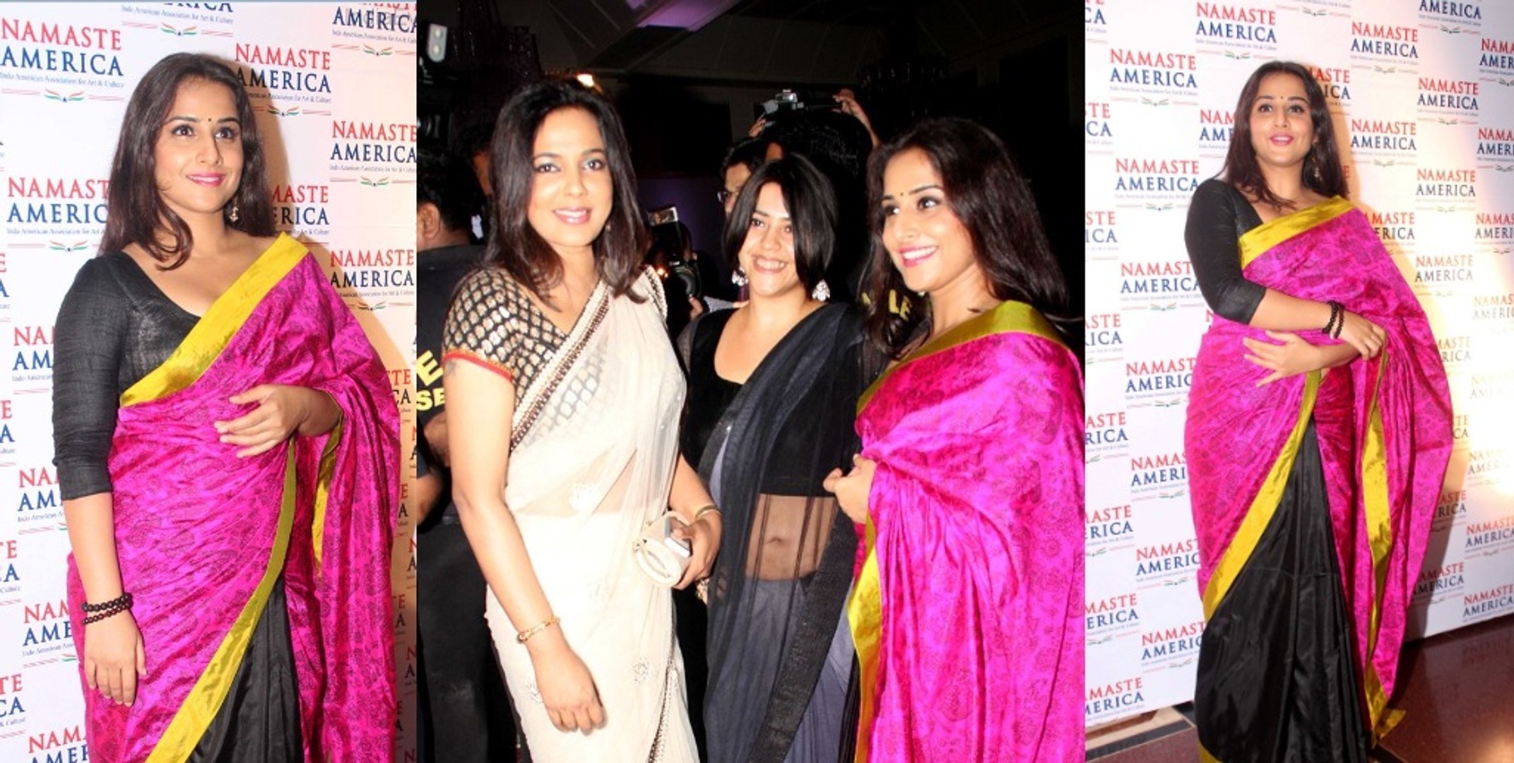 Bollywood Hot Big Bboobbss Babe Vidya Balan in Saree looks Gorgeous &  speaks at Namaste America