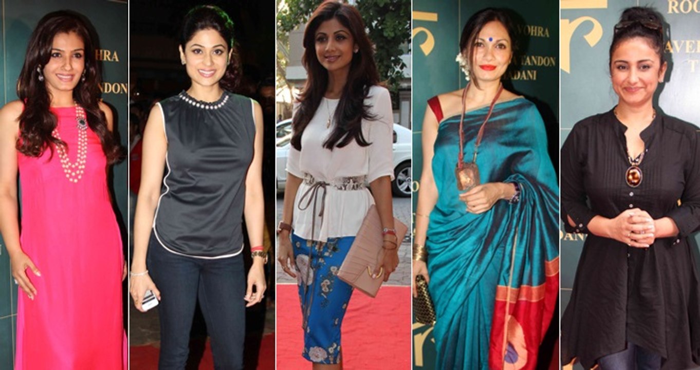 Bollywood Celebs Shilpa Shetty Roopa Vohra at Raveena Tandon's Waman Hari Pethe jewellery line launch