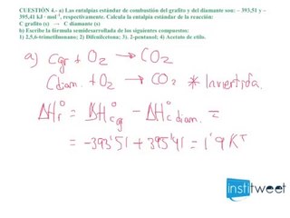Asturias 2013 quimica Selectividad 2013 Entalpía y formulación
