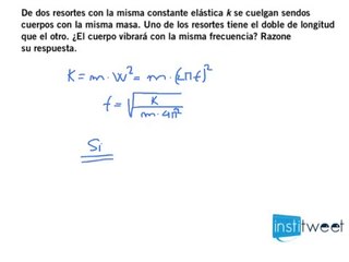 Razona se depende la frecuencia de la longitud del muelle en movimiento armónico simple