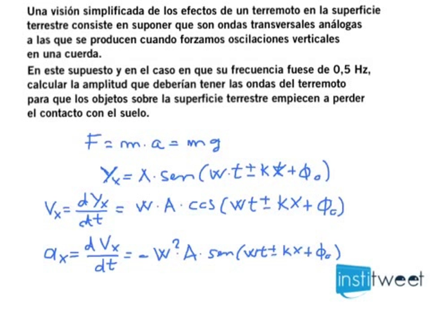 Calcula la amplitud onda de un terremoto. Fisica bachillerato vibraciones -  Vídeo Dailymotion