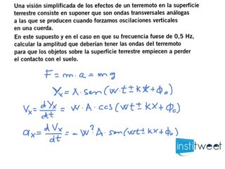 Calcula la amplitud onda de un terremoto. Fisica bachillerato vibraciones
