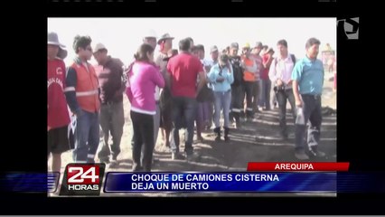 Choque frontal de camiones cisterna deja un muerto en Arequipa