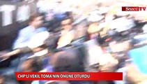 CHP'li vekil TOMA'nın önüne oturdu