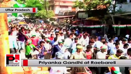 Priyanka Gandhi walks barefoot in Raebareli during roadshow