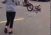 Bike Stunt Results in Spectacular Crash Landing