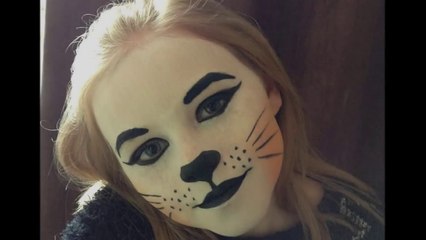 Cute Cat Face Paint _ Make-up Tutorial Design - Easy Guide - Children's Face Painting Tutorial