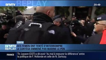 下载视频: BFMTV Replay: 1er mai: Des Femen ont tenté d'interrompre le cortège du FN - 01/05