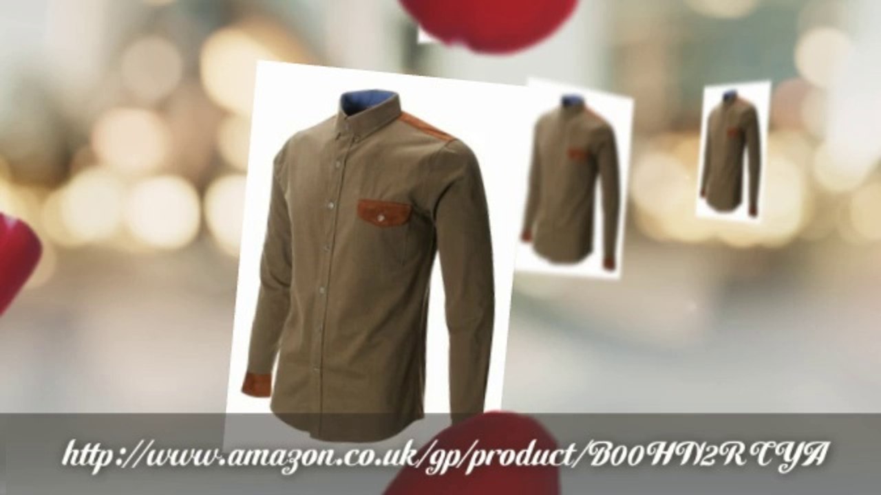 FLATSEVEN Mens Slim Fit Casual Cotton Shirts with Suede Patch For Sale!