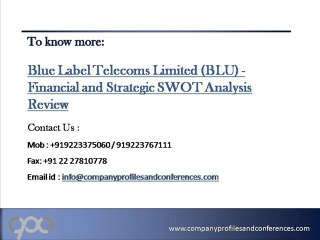 SWOT Analysis Review on Blue Label Telecoms Limited (BLU)