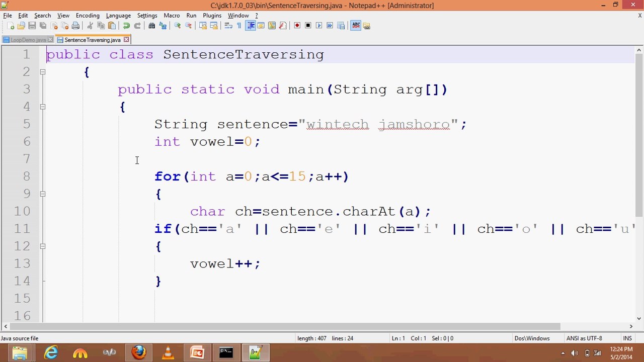 java programming tutorial 30 count vowels from...