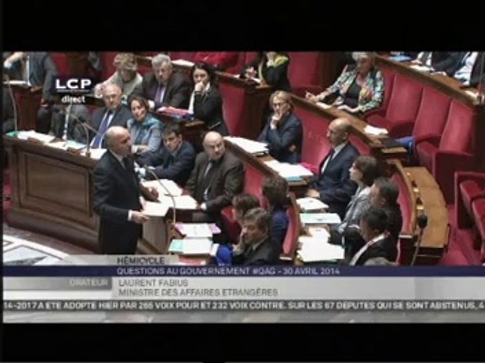 Egypte : Laurent Fabius répond à une question à l'Assemblée nationale (30/04/2014)
