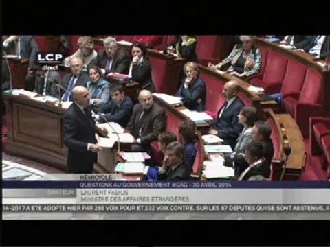 Egypte : Laurent Fabius répond à une question à l'Assemblée nationale (30/04/2014)